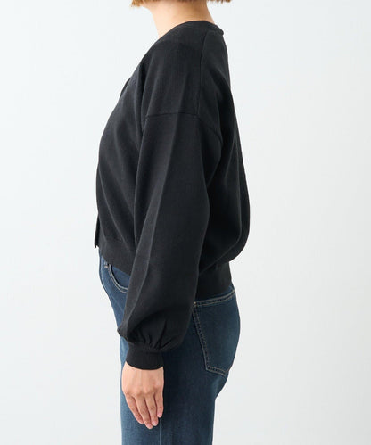 《さりげなく大人可愛い》雙珍珠紐扣短款開衫