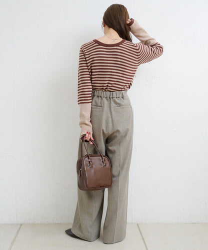 【4色可選】B 條紋指孔針織上衣