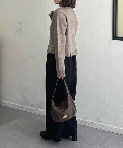 荷葉邊混色針織開衫