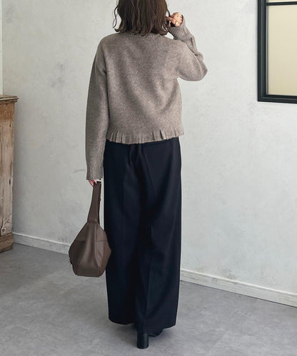 荷葉邊混色針織開衫