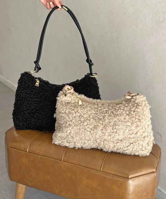 貴賓犬絨面單肩包