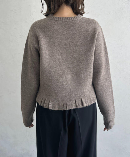 荷葉邊混色針織開衫