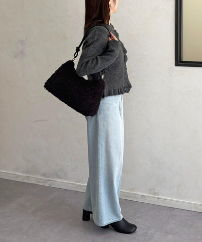 貴賓犬絨面單肩包