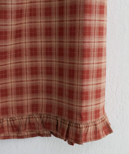 裾荷葉邊格紋半身裙