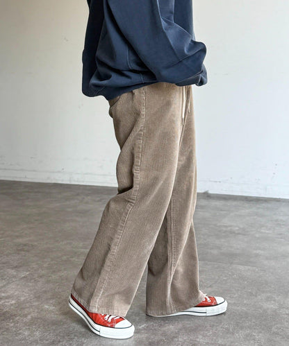 燈芯絨寬腿褲