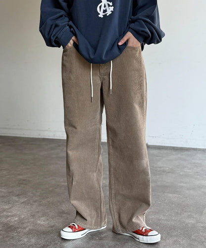 燈芯絨寬腿褲