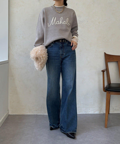 繡花字母針織上衣