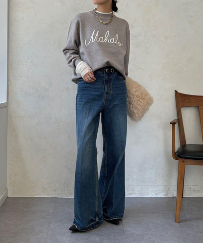 繡花字母針織上衣