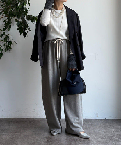 拼接長絨指洞羅紋針織衫