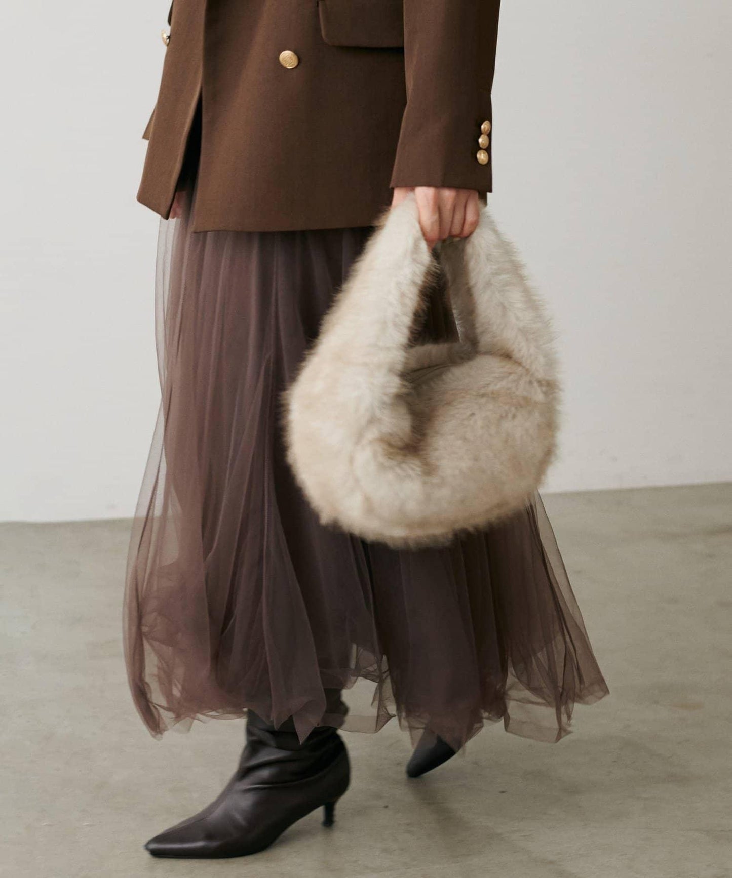 單手柄環保仿皮草托特包