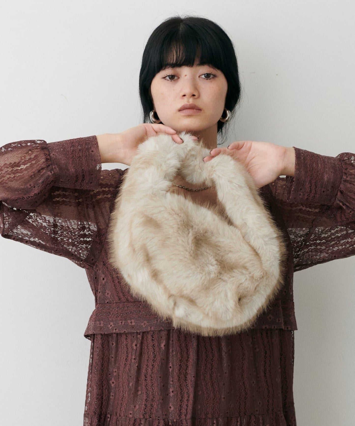 單手柄環保仿皮草托特包