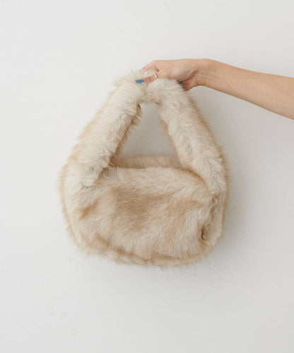 單手柄環保仿皮草托特包