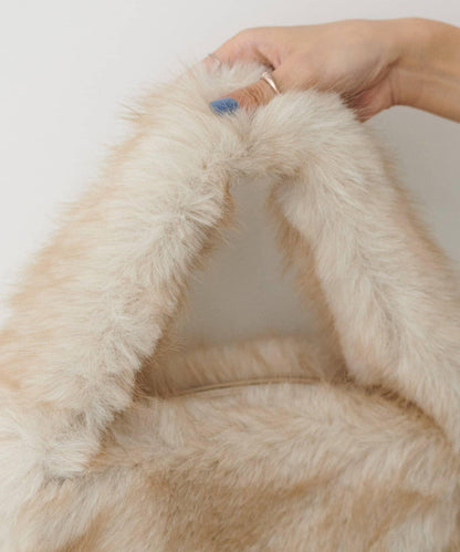 單手柄環保仿皮草托特包