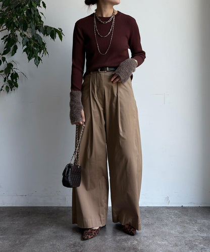 拼接長絨指洞羅紋針織衫