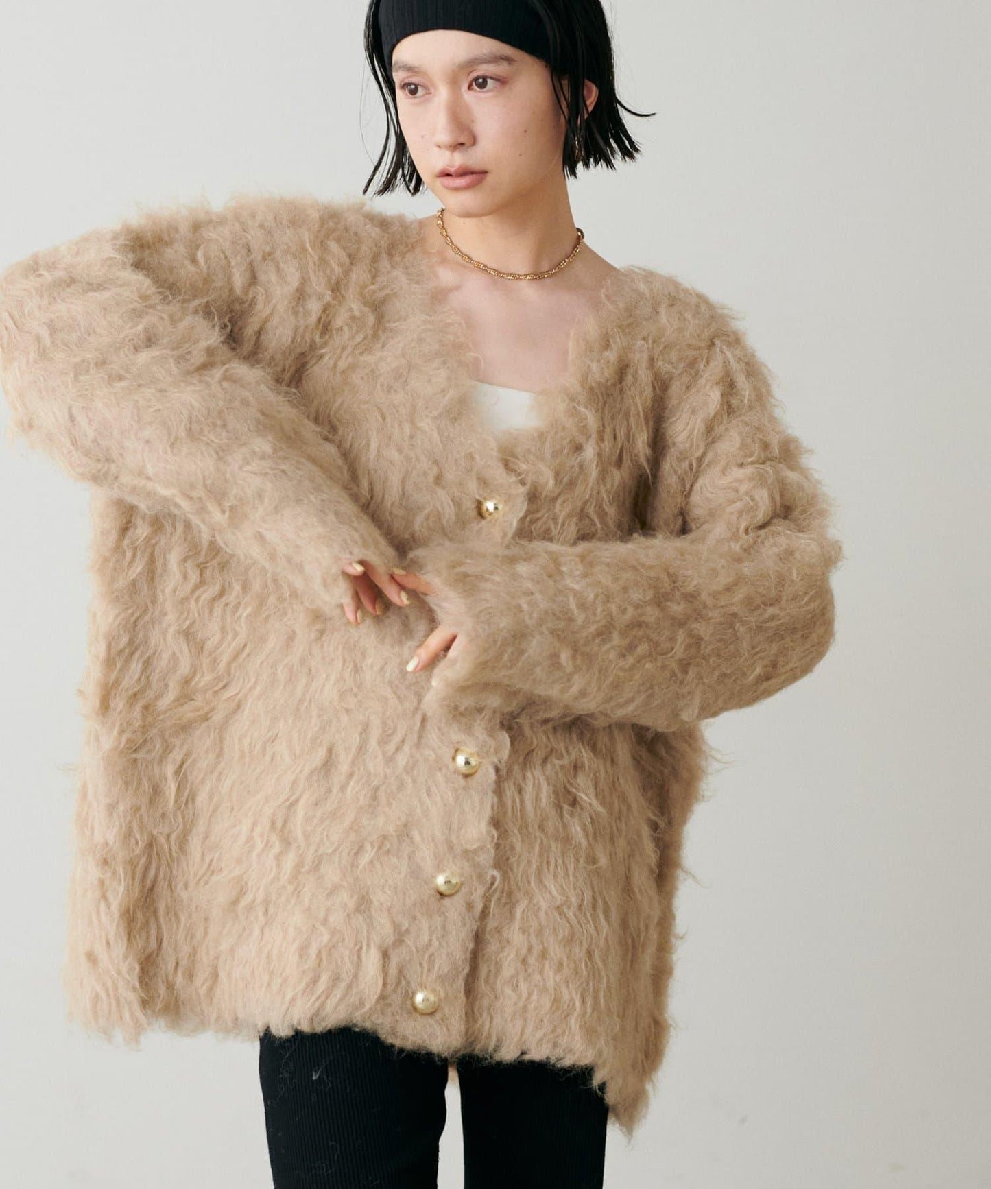 高貴起毛工藝針織大衣