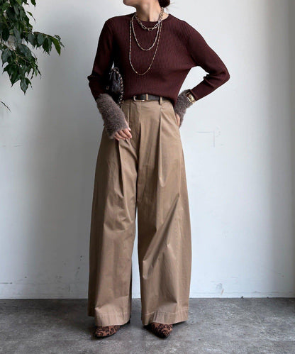 拼接長絨指洞羅紋針織衫