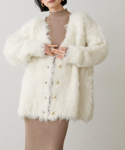 高貴起毛工藝針織大衣