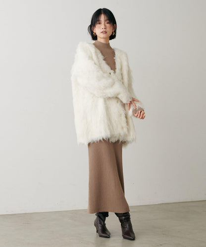 高貴起毛工藝針織大衣