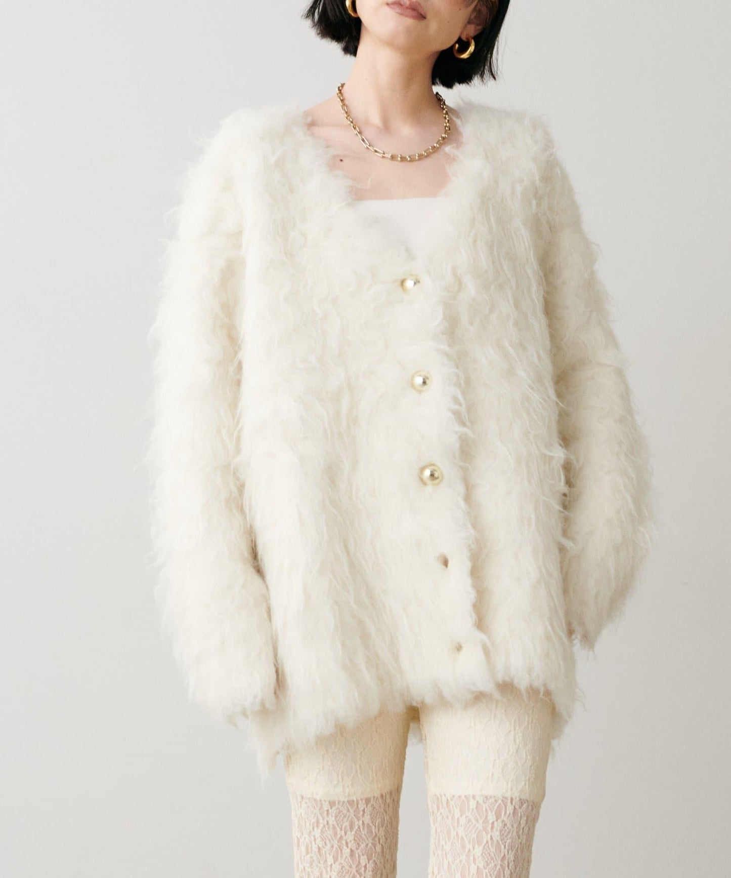 高貴起毛工藝針織大衣