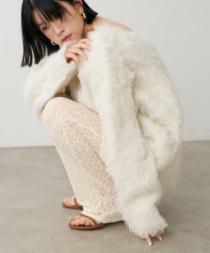 高貴起毛工藝針織大衣