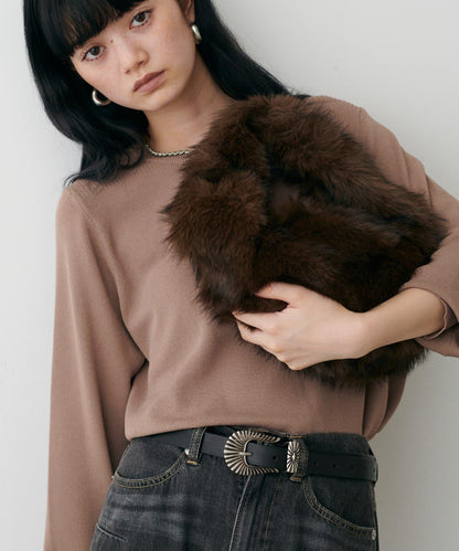 單手柄環保仿皮草托特包