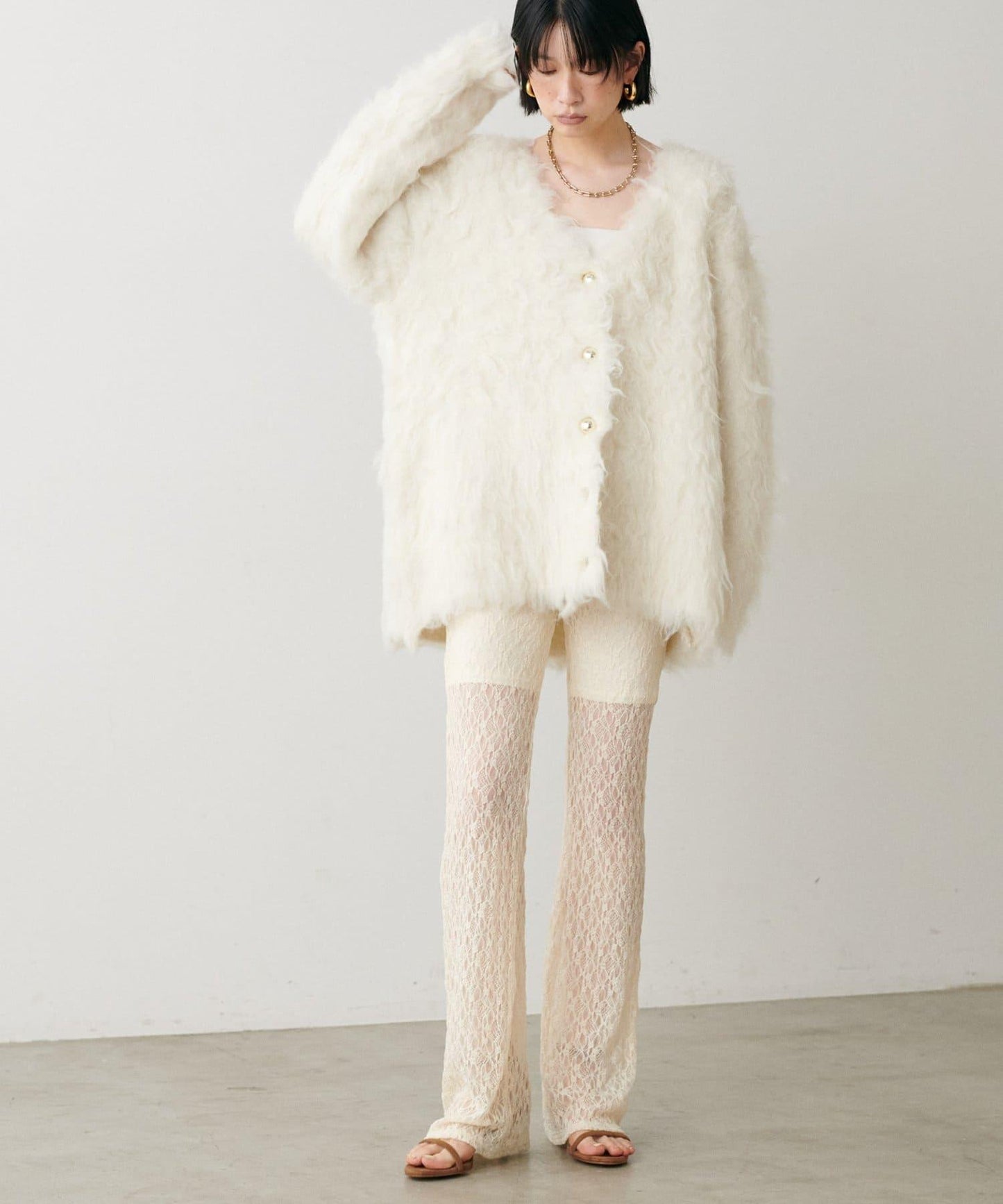 高貴起毛工藝針織大衣