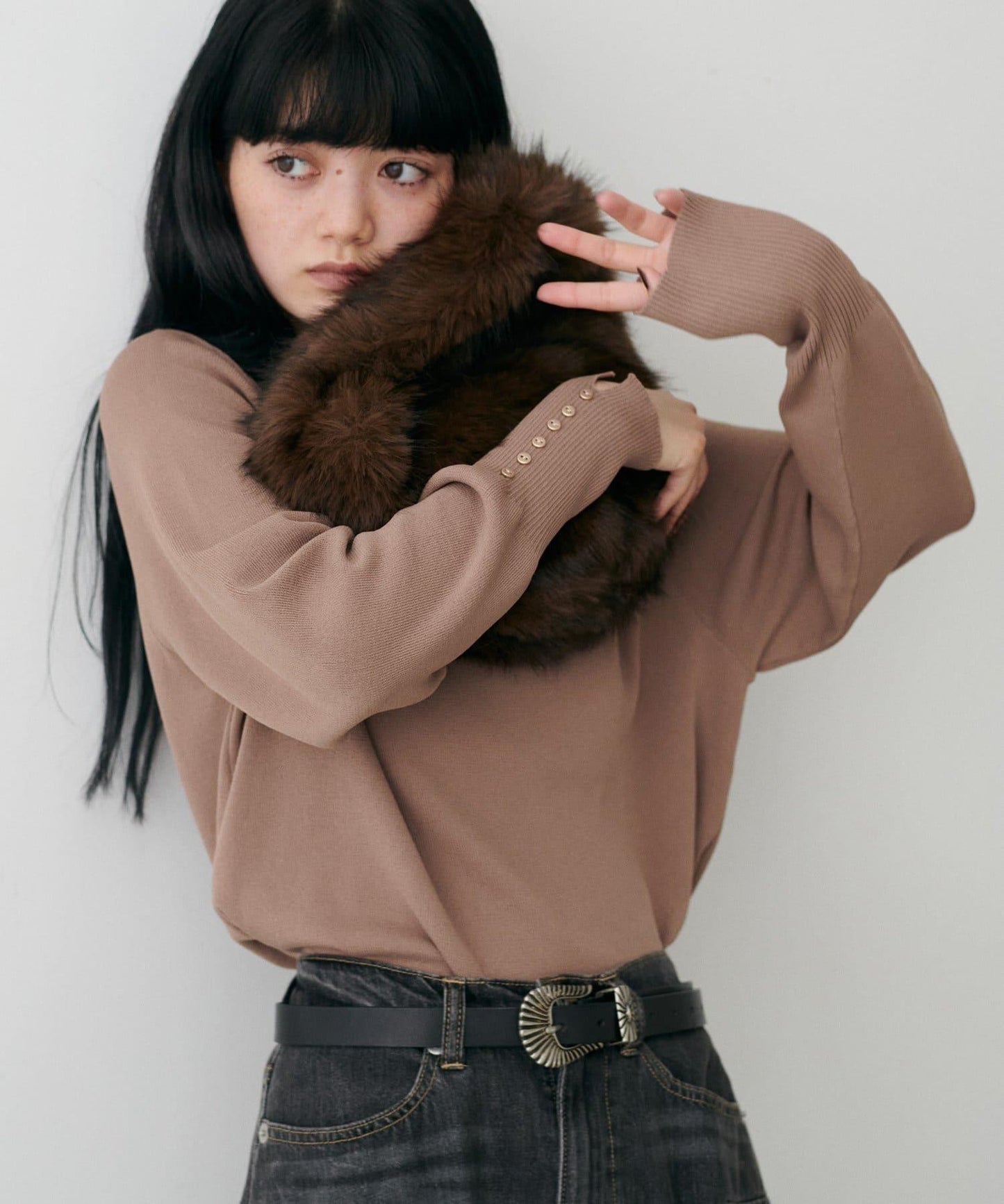 單手柄環保仿皮草托特包