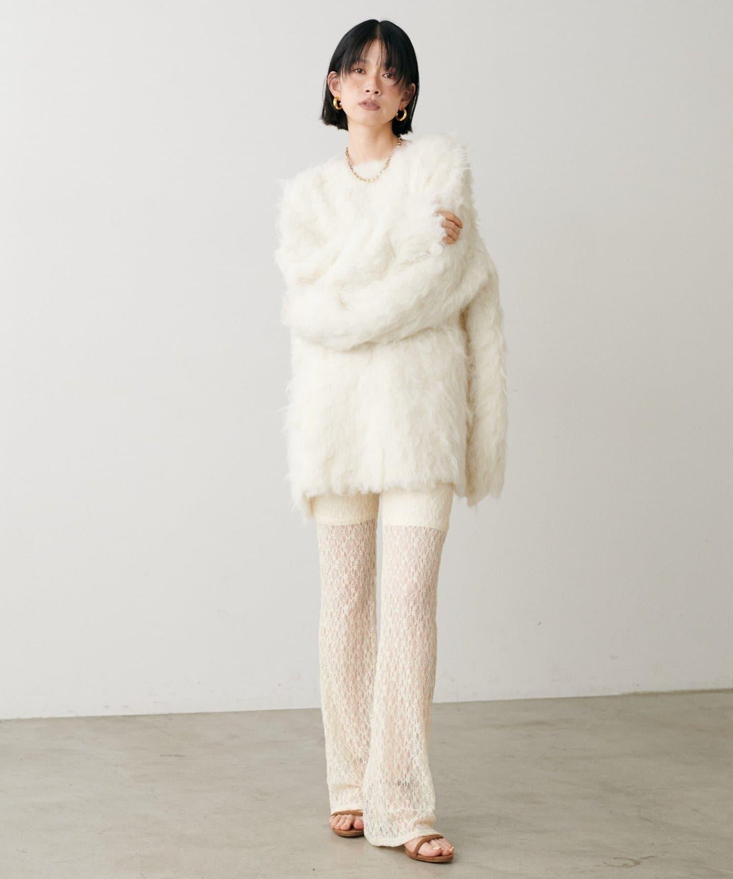 高貴起毛工藝針織大衣