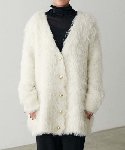 高貴起毛工藝針織大衣