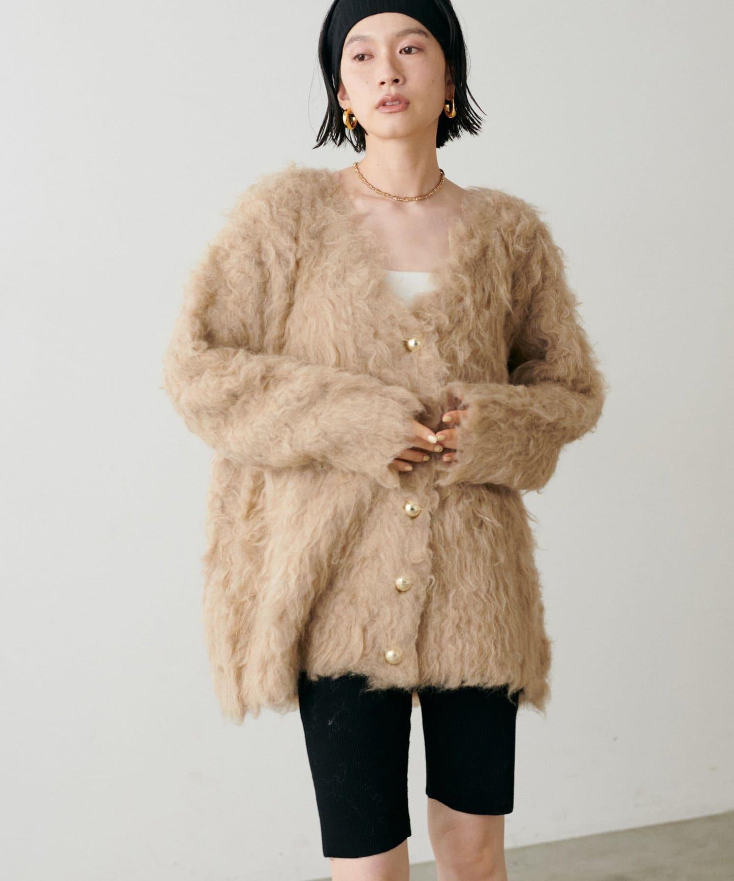 高貴起毛工藝針織大衣