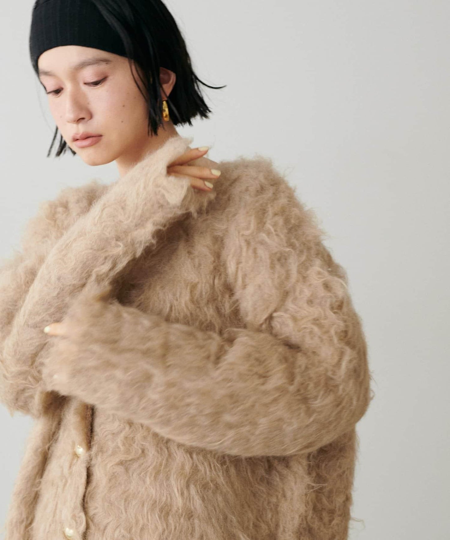 高貴起毛工藝針織大衣