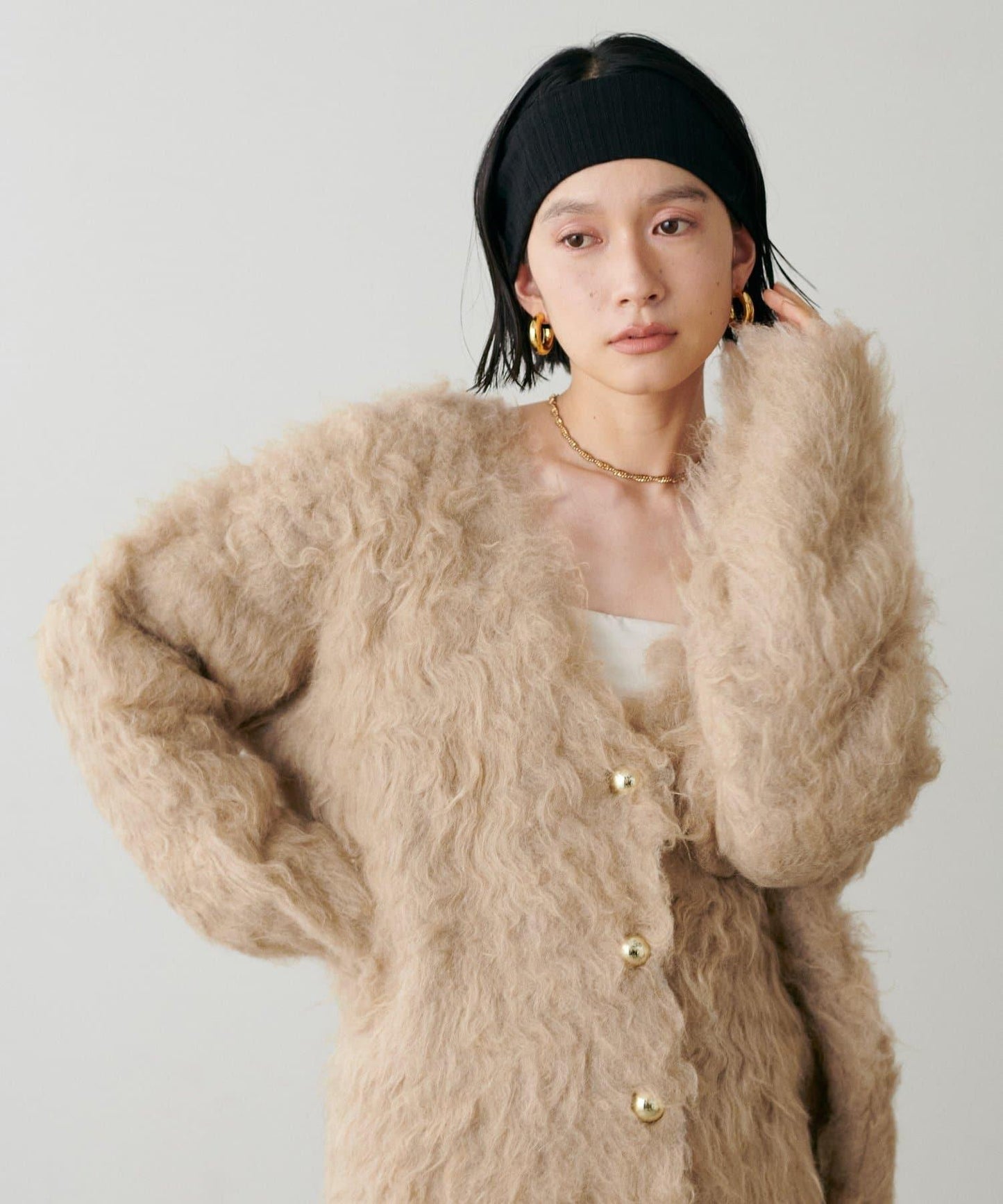 高貴起毛工藝針織大衣