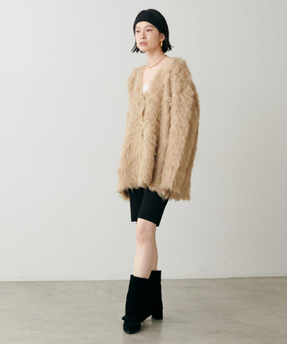 高貴起毛工藝針織大衣