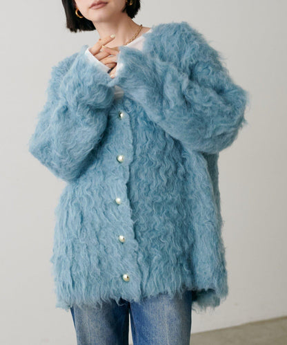 高貴起毛工藝針織大衣