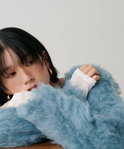 高貴起毛工藝針織大衣