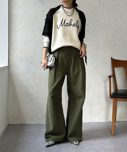 繡花字母針織上衣