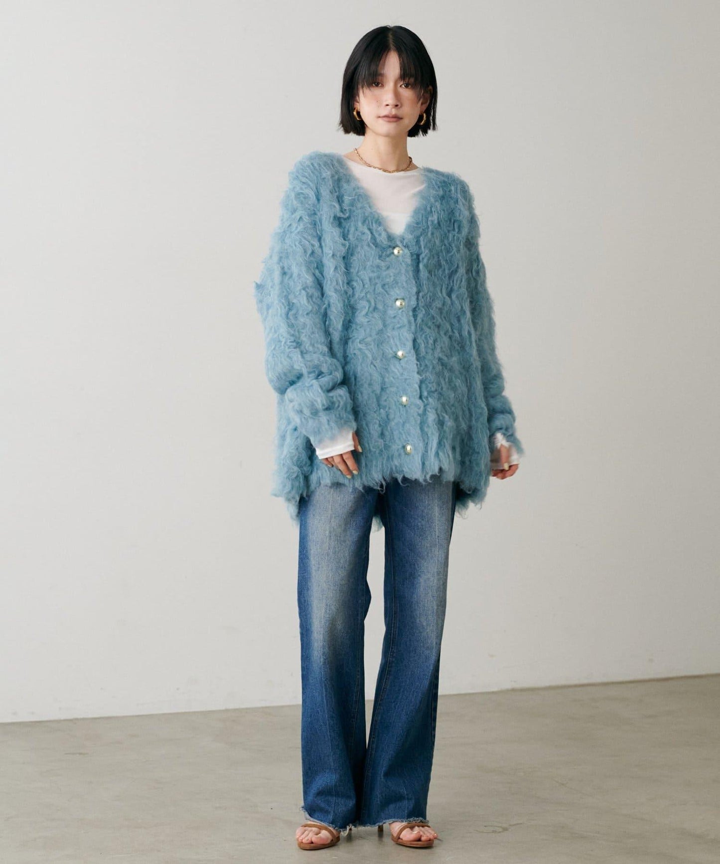 高貴起毛工藝針織大衣