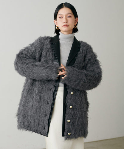 高貴起毛工藝針織大衣