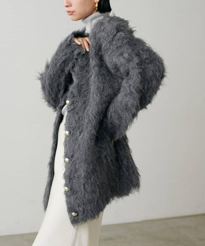 高貴起毛工藝針織大衣