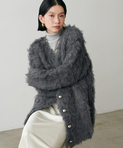 高貴起毛工藝針織大衣