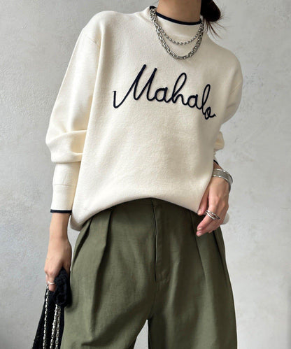 繡花字母針織上衣