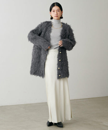 高貴起毛工藝針織大衣