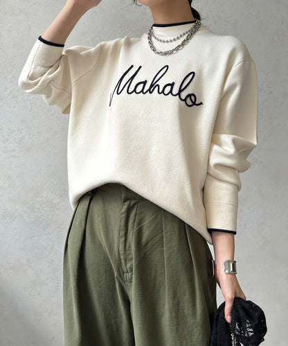 繡花字母針織上衣