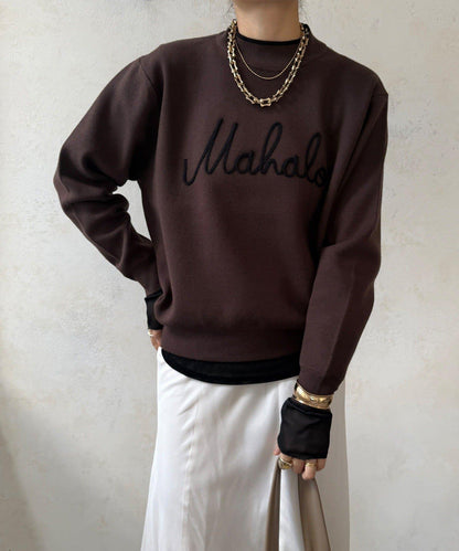 繡花字母針織上衣