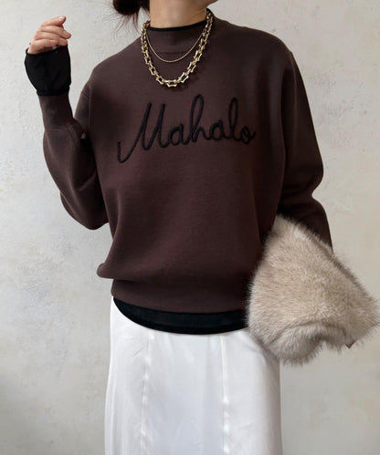 繡花字母針織上衣