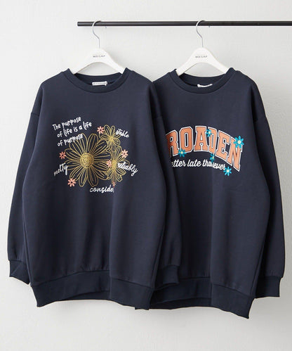 花卉與標誌拼接加絨套頭衫