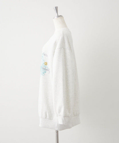 花卉與標誌拼接加絨套頭衫