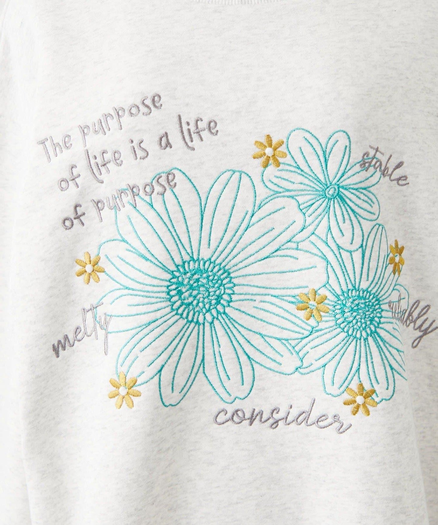 花卉與標誌拼接加絨套頭衫