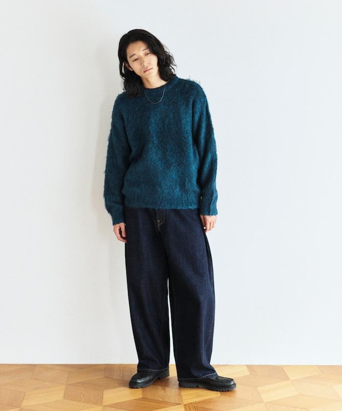 長毛針織圓領套頭衫