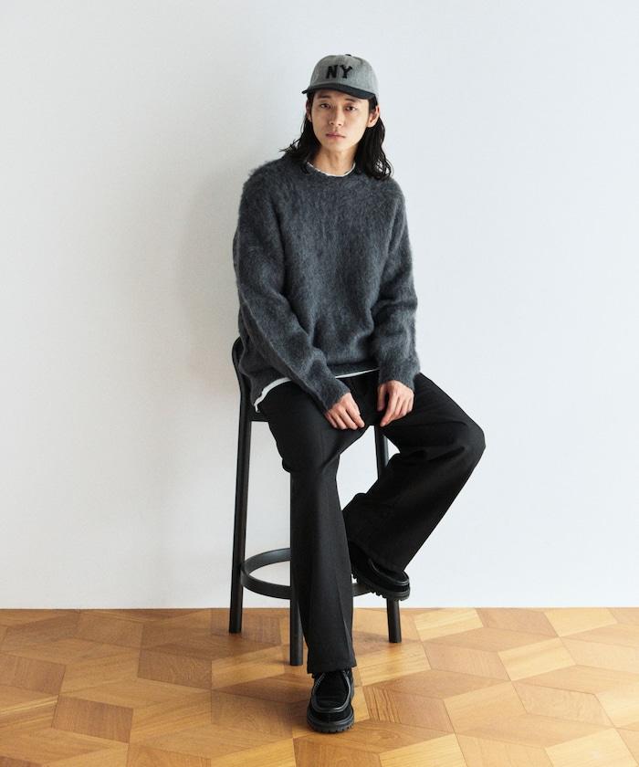 長毛針織圓領套頭衫